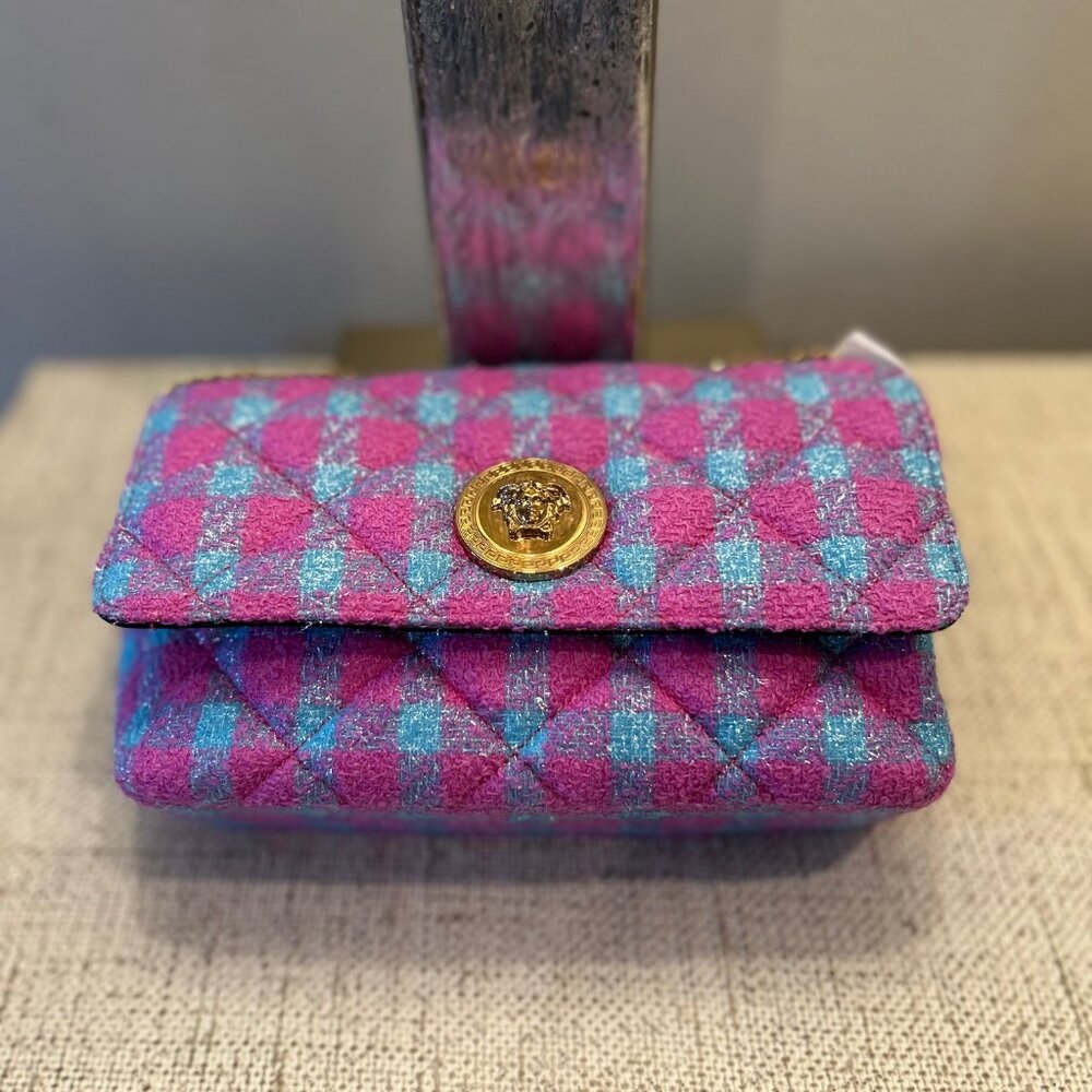 Versace La Medusa Quilted Tweed & Leather Logo Bag - Picture 3 of 13